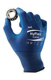 glove with steel finish-  Ansell Size 11 HyFlex 18 Gauge Ultra Light Weight Multi-Purpose Dark Blue FORTIX Nitrile Foam Dipped Palm Coated Work Gloves With Blue Nylon And Spandex Liner And Knit Wrist