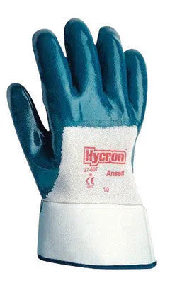 glove for urban-  Ansell Size 10 Hycron Heavy Duty Multi-Purpose Cut And Abrasion Resistant Blue Nitrile Palm Coated Work Gloves With Jersey Liner And Knit Wrist