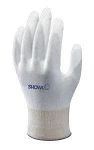 glove with sleek touch-  SHOWA Best Glove X-Large 13 Gauge Abrasion Resistant White Polyurethane Palm Coated Work Gloves With White Seamless Nylon Knit Liner And Knit Wrist