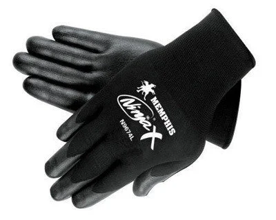 glove for sport-  Memphis X-Large Ninja X 15 Gauge Black Nitrile, Polyurethane And Bi-Polymer Dipped Palm And Fingertip Coated Work Gloves With Lycra And Nylon Liner And Knit Wrist