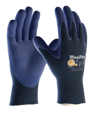 glove with cozy feel-  Protective Industrial Products Large MaxiFlex Elite by ATG Ultra Light Weight Blue Micro-Foam Nitrile Palm And Fingertip Coated Work Glove With Blue Seamless Nylon Knit Liner And Continuous Knitwrist