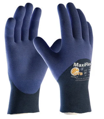 glove with zipper-  Protective Industrial Products Large MaxiFlex Elite by ATG Ultra Light Weight Blue Micro-Foam Nitrile Palm, Finger And Knuckle Coated Work Glove With Blue Seamless