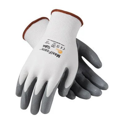 glove for active life-  Protective Industrial Products Large MaxiFoam By ATG 15 Gauge Abrasion Resistant Gray Foam Nitrile Palm And Fingertip Coated Work Gloves With White Seamless Knit Nylon Liner And Continuous Knit Cuff