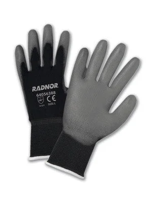 glove for kids-  Radnor X-Small 15 Gauge Gray Premium Polyurethane Palm Coated Work Gloves With Black Nylon Liner