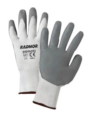 glove for bold style-  Radnor Large White Premium Foam Nitrile Palm Coated Work Glove With 15 Gauge Seamless Nylon Liner And Knit Wrist