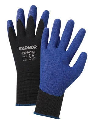 glove with bold touch-  Radnor 2X 15 Gauge Black Air Infused PVC Palm Coated Gloves WIth Blue Seamless Nylon Knit Liner