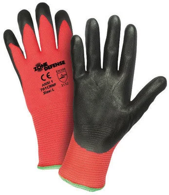 glove for unique-  West Chester Large Zone Defense Cut And Abrasion Resistant Black Foam Nitrile Dipped Palm Coated Work Gloves With Elastic Knit Wrist