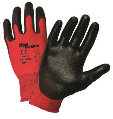 glove with classic feel-  West Chester Large Zone Defense Cut And Abrasion Resistant Black Polyurethane Dipped Palm Coated Work Gloves With Elastic Knit Wrist