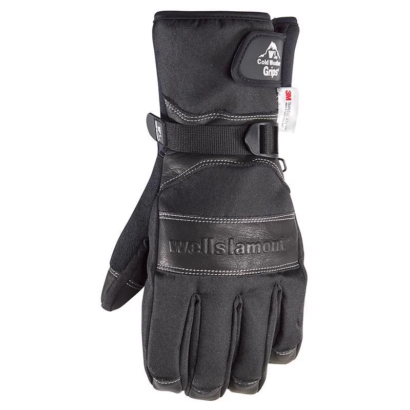 glove with polished-  Wells Lamont XXL Cowhide Leather Winter Black Gloves