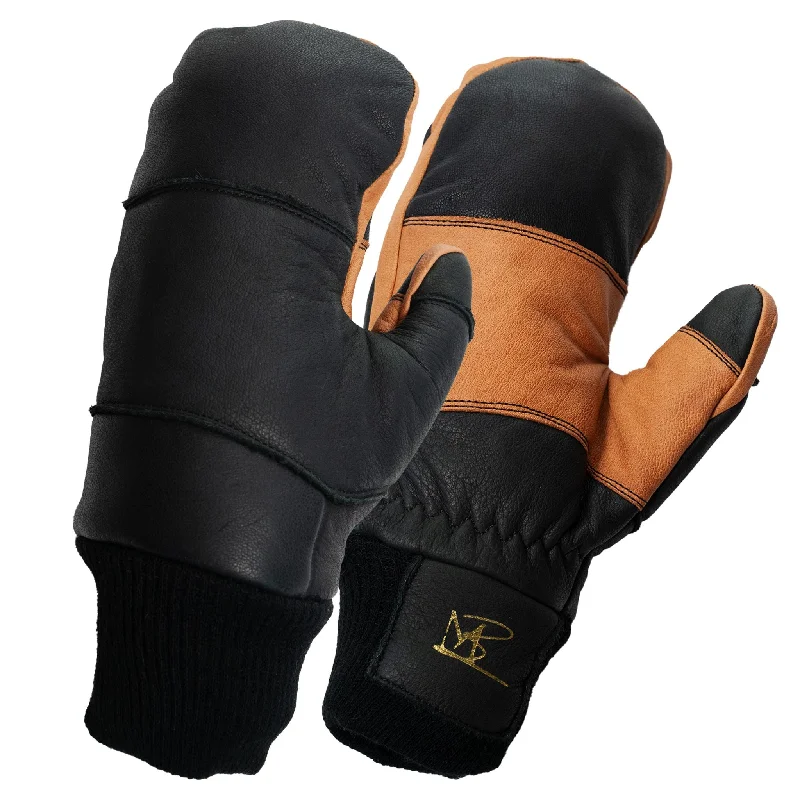 glove with active use-  5280 Water Buffalo Leather Mitten - Black