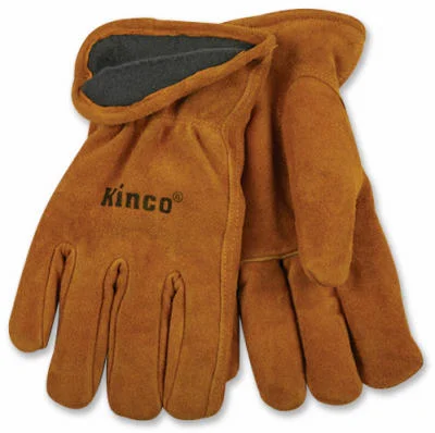 glove with bold touch-  Kinco  Men's  Outdoor  Cowhide Leather  Driver  Work Gloves  Gold  L  1 pair