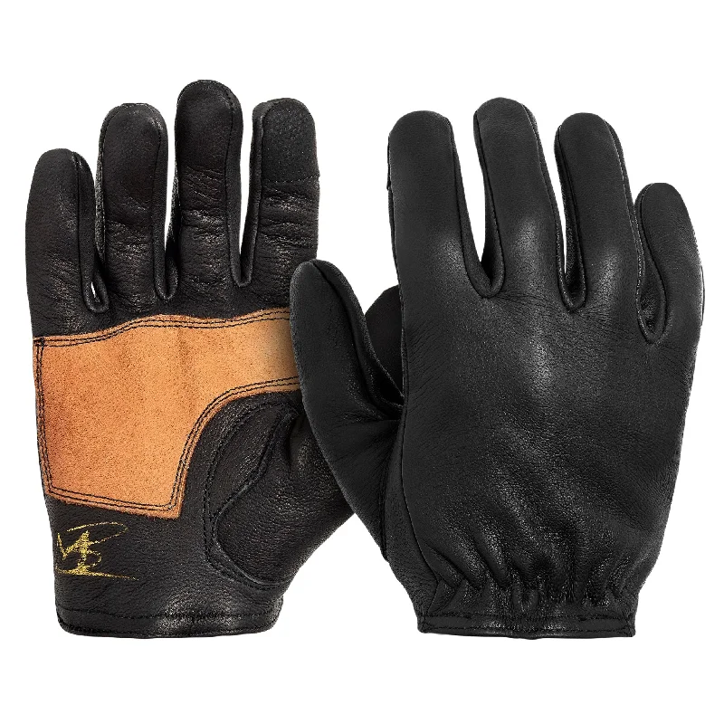 glove for chic-  Dipped Deer Leather Glove: Easy Rider Motorcycle: Black/Brown