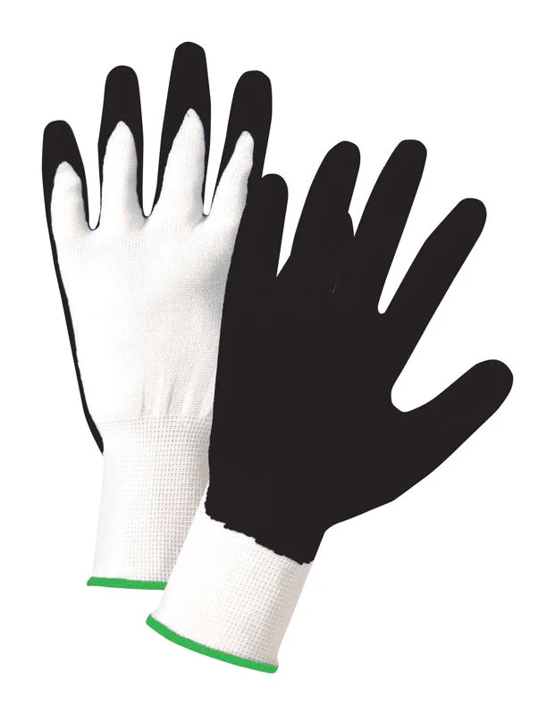 glove with sleek edge-  West Chester  Men's  Indoor/Outdoor  Nitrile  Dipped  Work Gloves  Black/White  L  5 pk