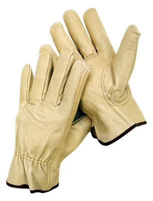 glove with nylon-  Radnor Medium Grain Pigskin Unlined Drivers Gloves With Keystone Thumb, Slip-On Cuff, Color-Coded Hem And Shirred Elastic Back