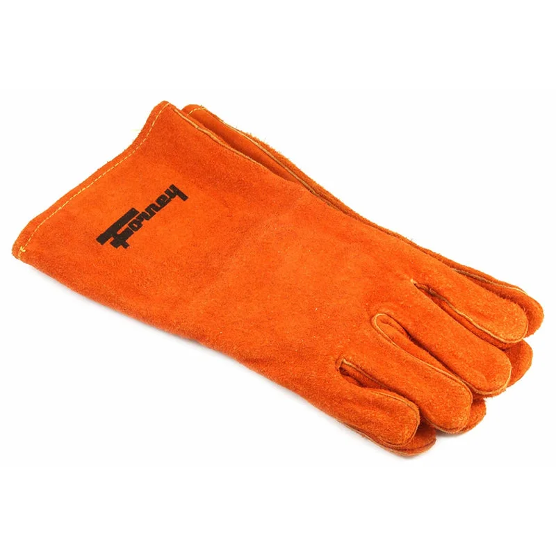 glove with trendy-  Forney 14 in. Leather Medium-Duty Welding Gloves Orange L 1 pk