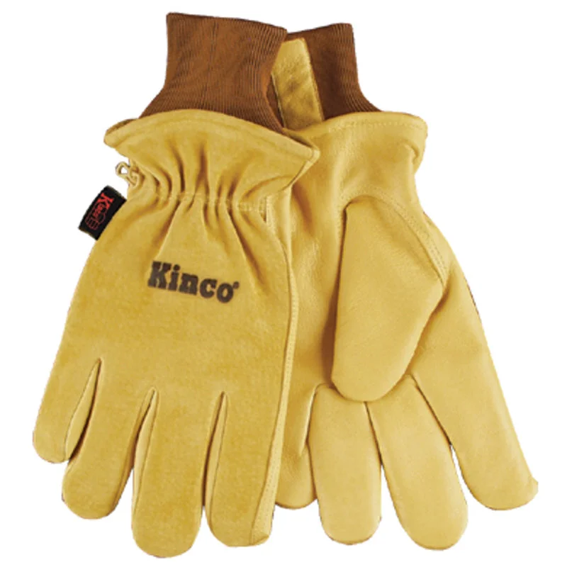 glove with grip-  Kinco Men's Indoor/Outdoor Knit Wrist Work Gloves Gold XL 1 pair