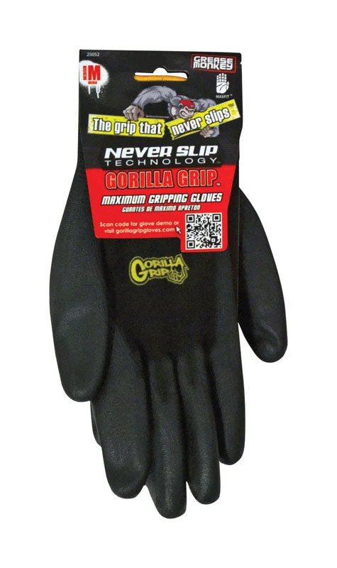 glove with classic look-  Grease Monkey Unisex Indoor/Outdoor Nylon Mechanic Grip Gloves Black M 1 pair (Pack of 6)