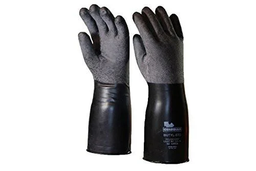 glove with solid-  Butyl Coated Rough-Grip Short Glove 7 Mil Guardian CP-7R (1 Pair)