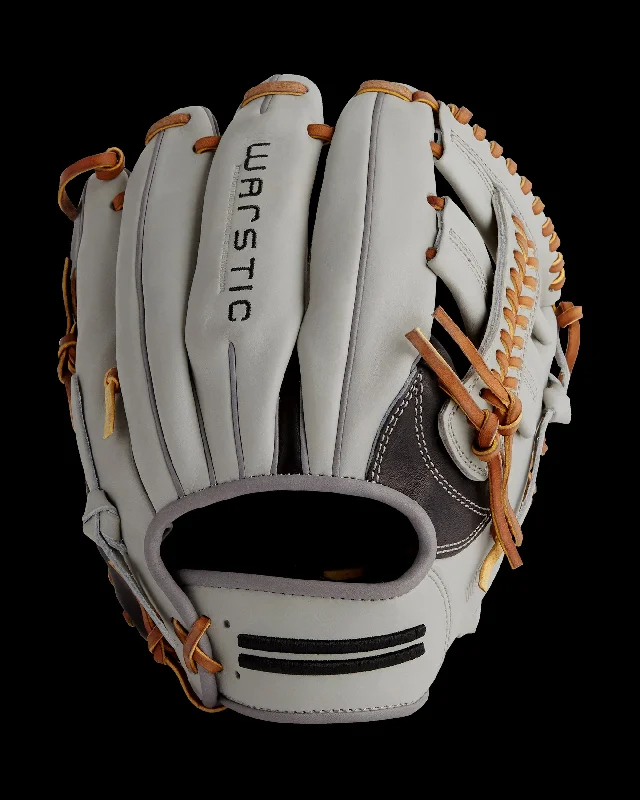 glove with metal trim-  IK3 SERIES JAPANESE KIP INFIELD GLOVE- GRAY WOLF STYLE