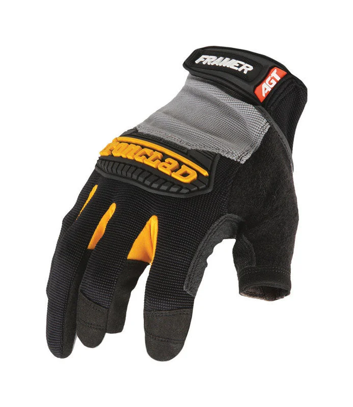 glove with functional-  Ironclad Framer Men's Hook & Loop Fingerless Gloves Black/Gray L 1 pk