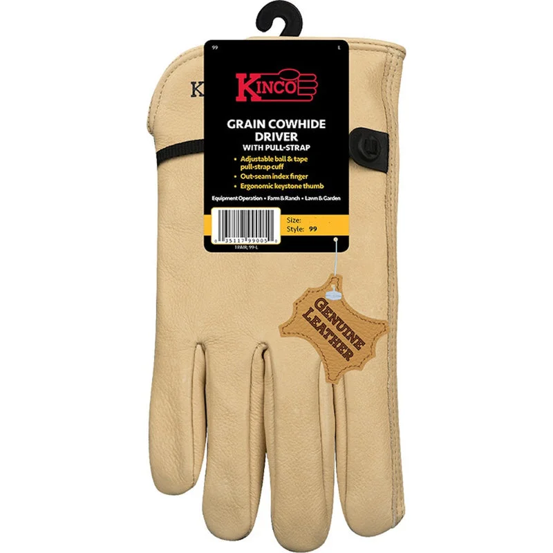 glove with bright color-  Kinco Men's Indoor/Outdoor Full Grain Driver Gloves Tan L 1 pair