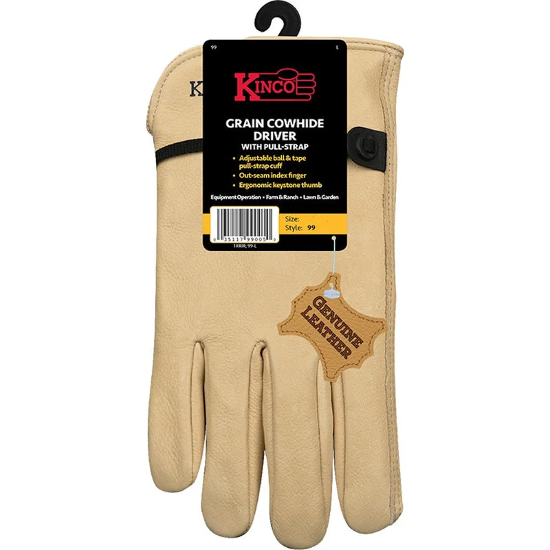 glove with solid-  Kinco Men's Indoor/Outdoor Full Grain Driver Gloves Tan M 1 pair