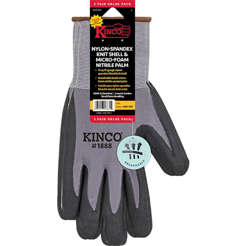 glove for urban vibe-  Kinco Men's Indoor/Outdoor Palm Gloves Gray L 3 pair