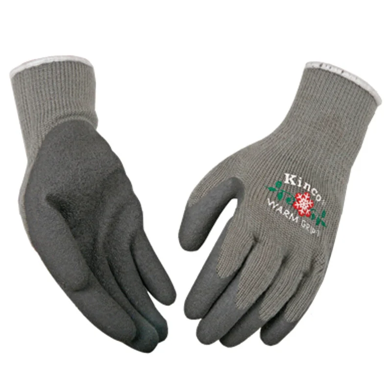 glove with modern edge-  Kinco Warm Grip S Latex Coated Thermal Gray Dipped Gloves