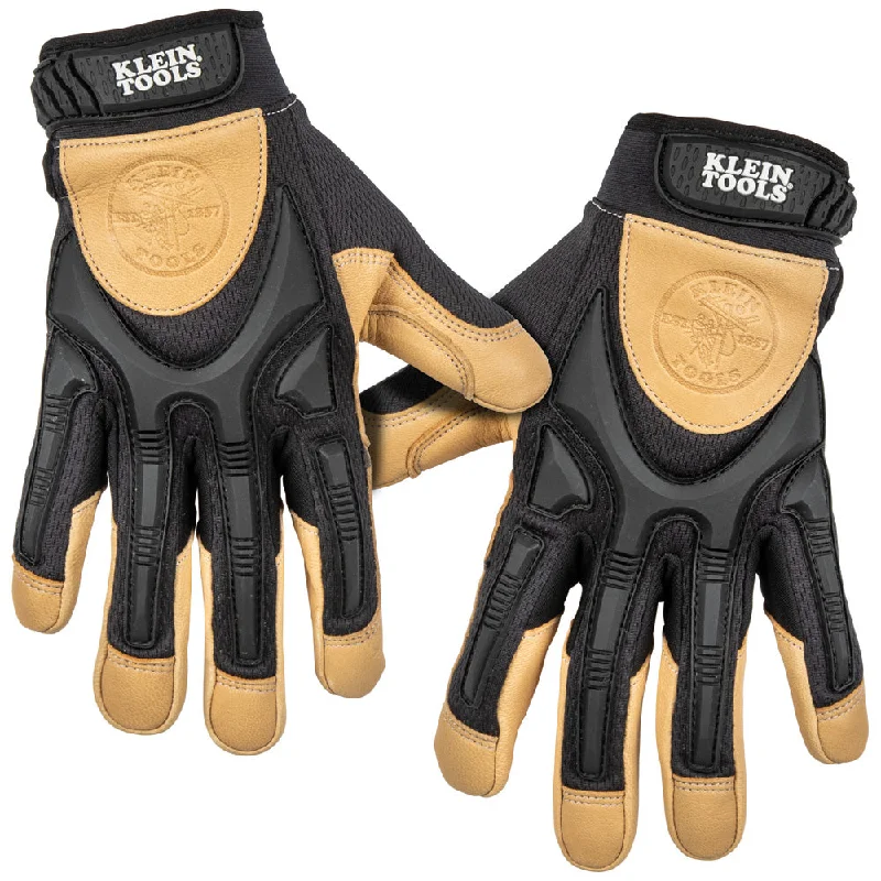 glove with cool vibe-  Klein Tools 60189 Leather Work Gloves, X-Large, Pair