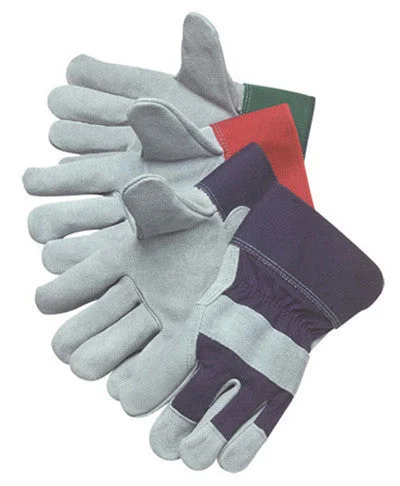 glove with rubber-  Leather Palm with Safety Cuff - Dozen