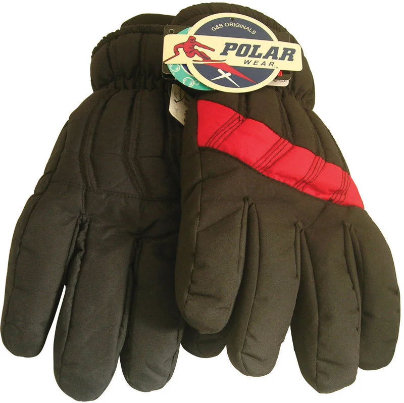 glove with clean look-Max Force Winter Assorted Polyester Ski Black Gloves (Pack of 24)