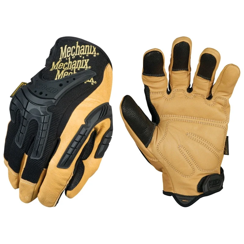 glove with modern look-  Mechanix Wear M Leather Black and Tan Impact Gloves