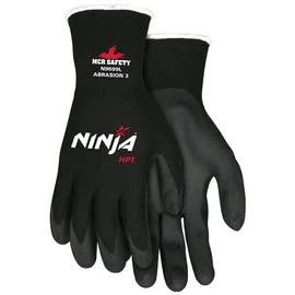 glove with silicone-  Memphis Glove Small Ninja® HPT™ 15 Gauge HPT™ Foam Palm And Fingertips Coated Work Gloves With Nylon Liner And Knit Wrist