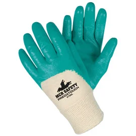 glove with durable seam-  Memphis Glove Small Predatouch™ Nitrile Three-Quarter Coated Work Gloves With Fine Interlock Liner And Knit Wrist