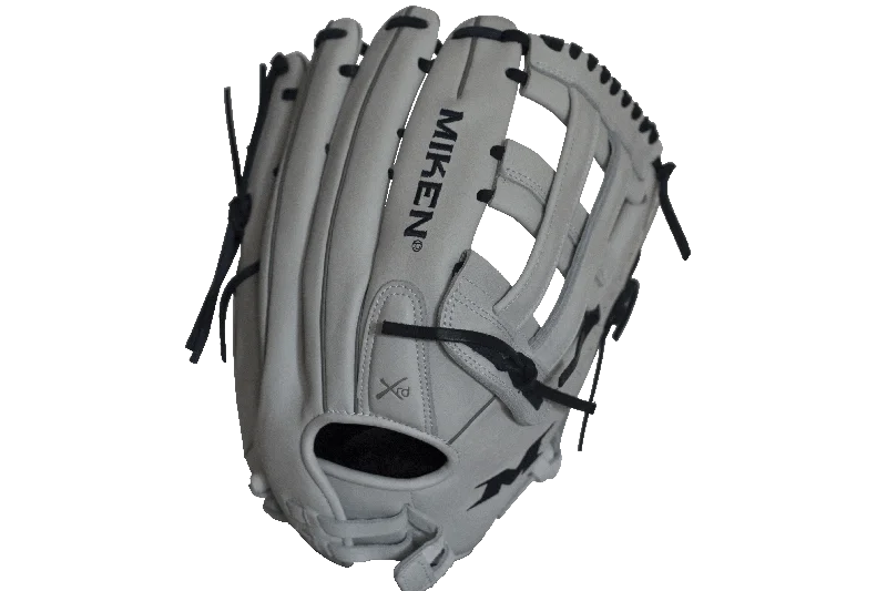 glove with vibrant vibe-  Miken Pro Series 14" Slow Pitch Fielding Glove - White/Navy: PRO140WN