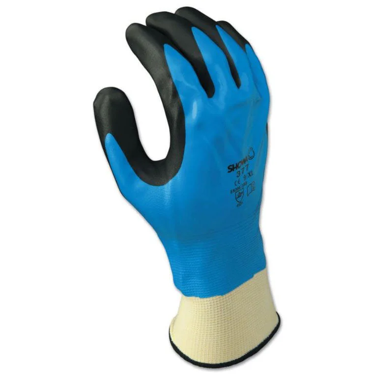 glove with cool touch-  Ors/Nasco 377L Showa Nitrile Coated Liquid-Proof Glove (L)