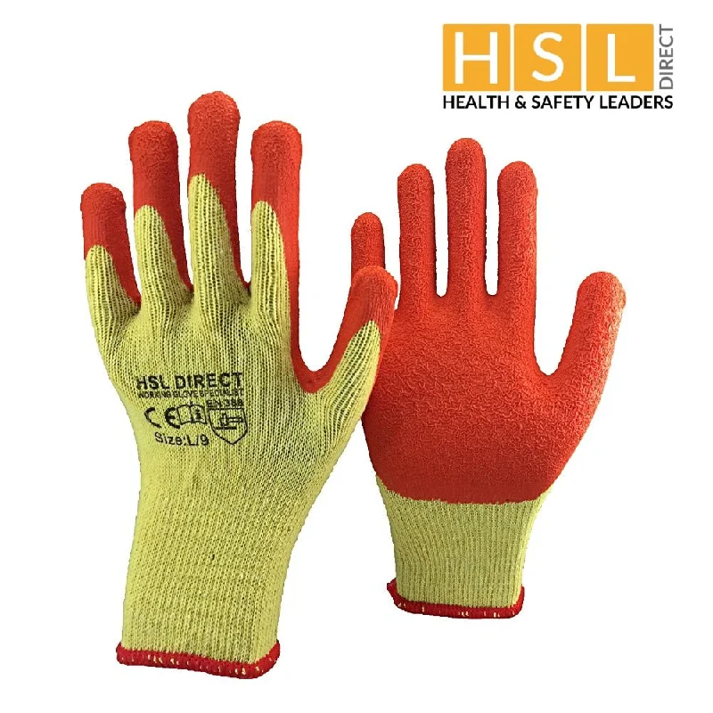 glove for skiing-  Palm Coated Latex Gripper Gloves - Yellow/Orange