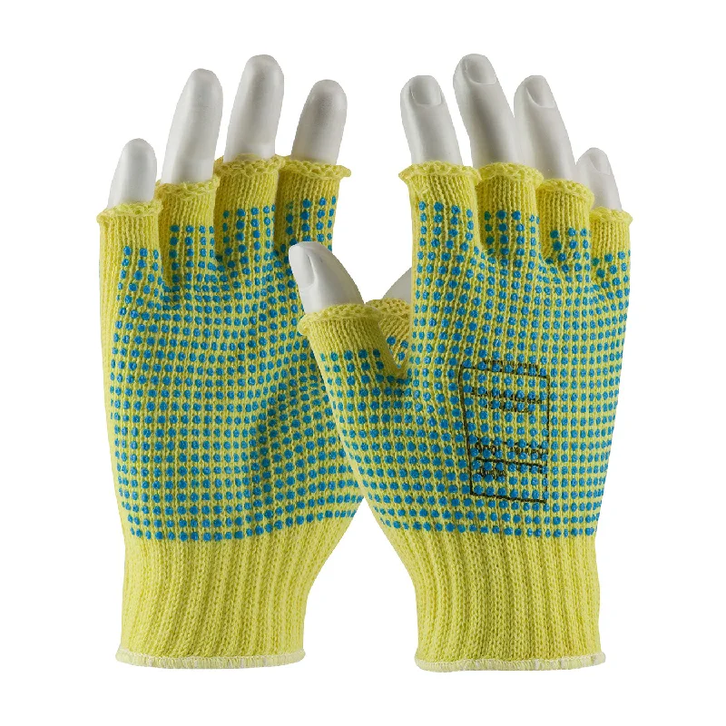 glove for chic-  PIP 08-K259PDD Kut Gard Seamless Knit Kevlar Glove with Double-Sided PVC Dot Grip - Half-Finger (One Dozen)