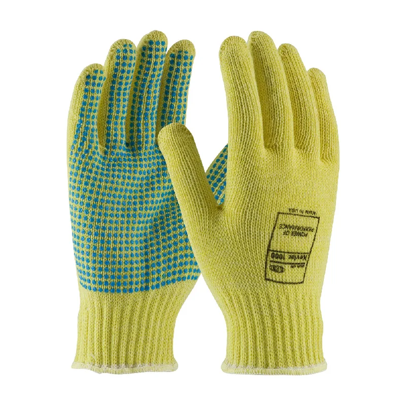 glove with bright-  PIP 08-K300PD  Kut Gard Seamless Knit Kevlar with PVC Dot Grip - Safety Glove(One Dozen)