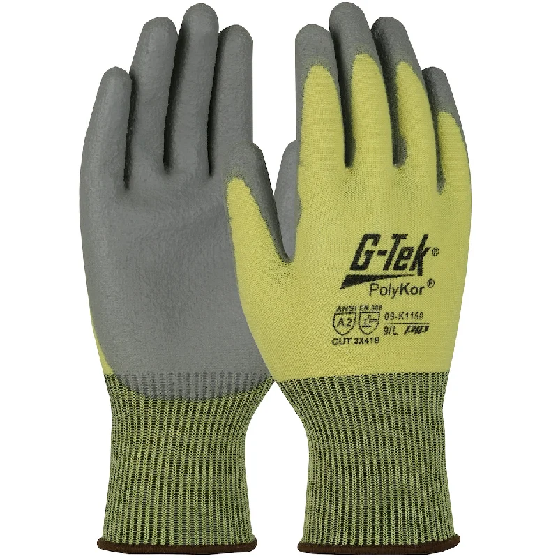 glove for modern-  PIP 09-K1150 G-Tek Seamless Knit PolyKor Blended with Polyurethane Coated Flat Grip Safety Glove(One Dozen)