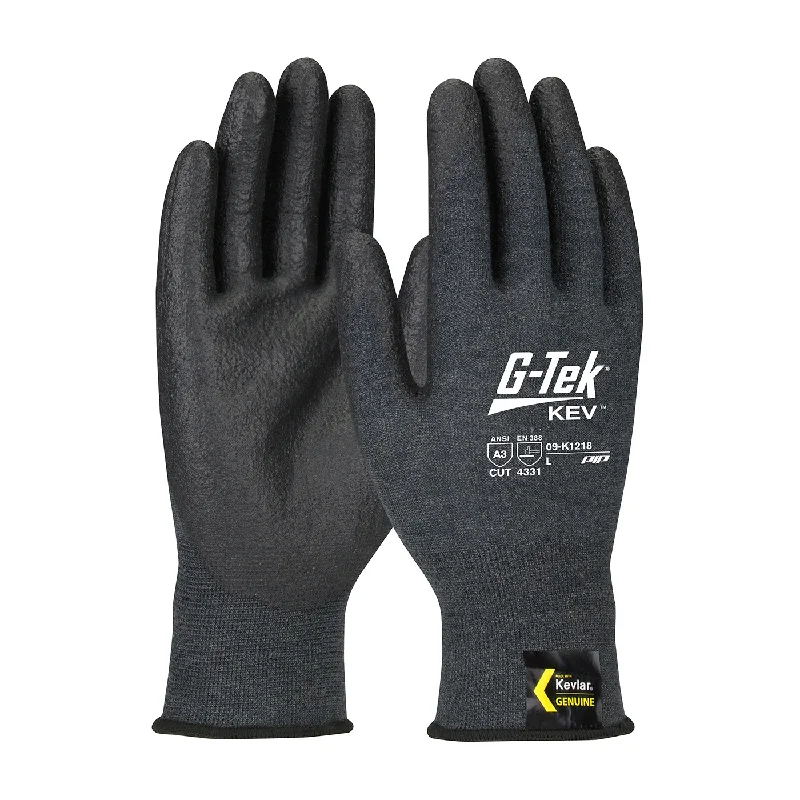 glove with clean finish-  PIP 09-K1218 G-Tek KEV NeoFoam Coated Palm and Fingers - Touchscreen Compatible Safety Glove(One Dozen)