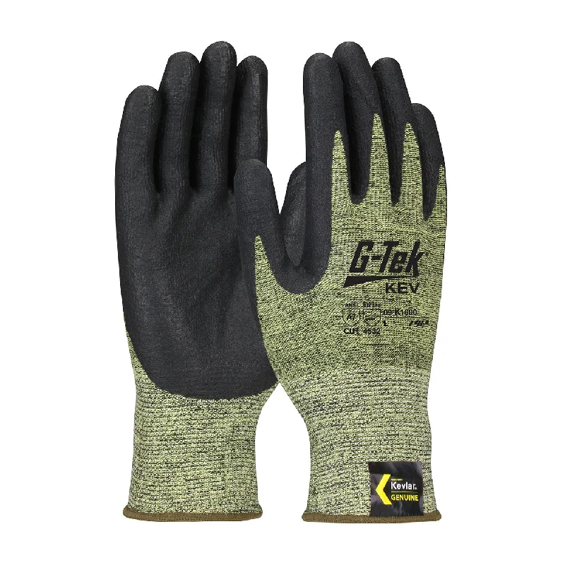 glove for casual chic-  PIP 09-K1600 G-Tek KEV Seamless Knit Kevlar Blended with Nitrile Coated Foam Grip Safety Glove (One Dozen)