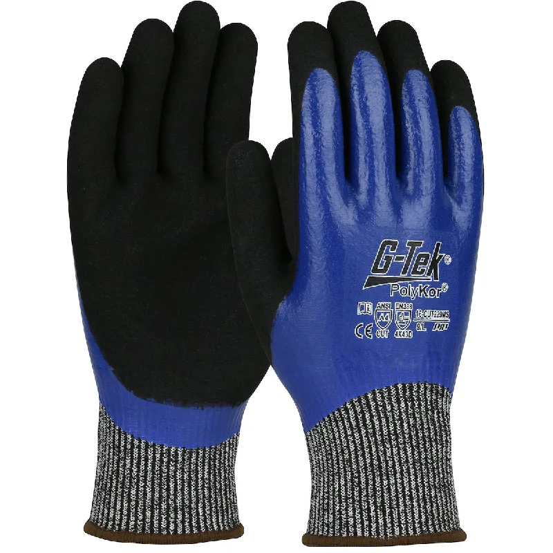 glove with high durability-  PIP 16-CUT229MS G-Tek PolyKor Seamless Knit Blended with Double-Dipped Nitrile Coated Microsurface Grip Safety Glove (One Dozen)