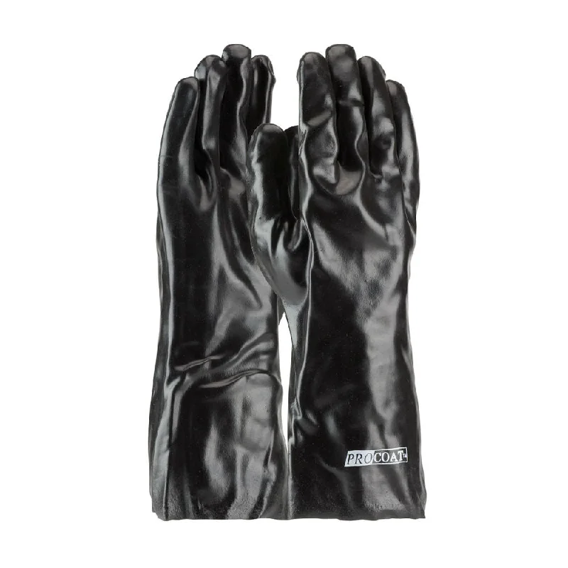 glove with bold trim-  PIP Industrial Products 58-8040 ProCoat PVC Dipped Glove, Interlock Liner, Smooth Finish 14"