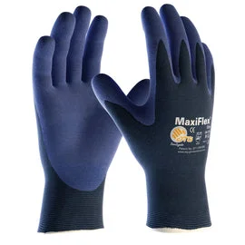 glove with leather-  Protective Industrial Products Large MaxiFlex® Elite by ATG® Nitrile Palm And Finger Coated Work Gloves With Nylon Knit Liner And Continuous Knit Wrist