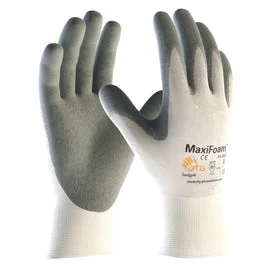 glove with vintage-  Protective Industrial Products Large MaxiFoam® By ATG® 15 Gauge Gray Nitrile Palm And Finger Coated Work Gloves With White Nylon Liner And Continuous Knit Wrist