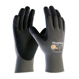 glove with thin design-  Protective Industrial Products Large MaxiFoam® Lite by ATG® Nitrile Palm And Finger Coated Work Gloves With Nylon Liner And Continuous Knit Wrist