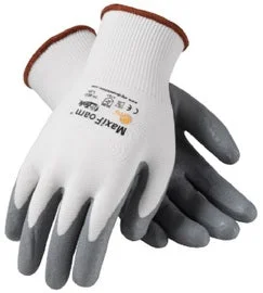 glove with subtle edge-  Protective Industrial Products Medium MaxiFoam® Premium 15 Gauge Nitrile Palm And Fingers Coated Work Gloves With Nylon Liner And Knit Wrist Cuff