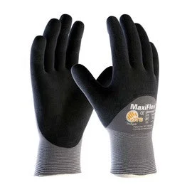 glove for casual chic-  Protective Industrial Products X-Small MaxiFlex® Ultimate by ATG® 15 Gauge Black Nitrile Palm, Finger And Knuckles Coated Work Gloves With Gray Nylon And Elastane Liner And Continuous Knit Wrist