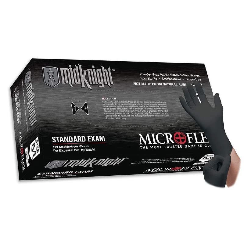 glove with elegant-  R3 Safety FLEX MK-296-L Microflex Black Disposable Gloves, Latex&Powder-Free, Large